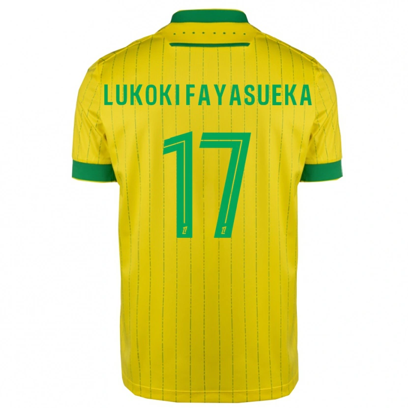 Danxen Niño Camiseta Kévin Lukoki Fayasueka #17 Amarillo Verde 1ª Equipación 2025/26 La Camisa