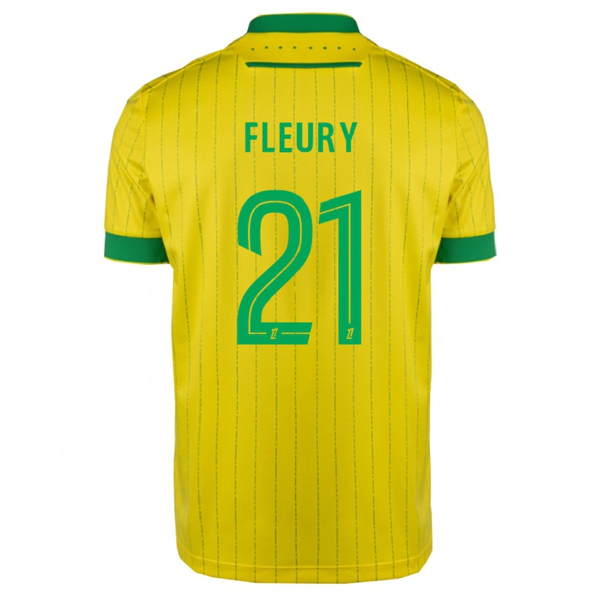 Danxen Niño Camiseta Louise Fleury #21 Amarillo Verde 1ª Equipación 2025/26 La Camisa