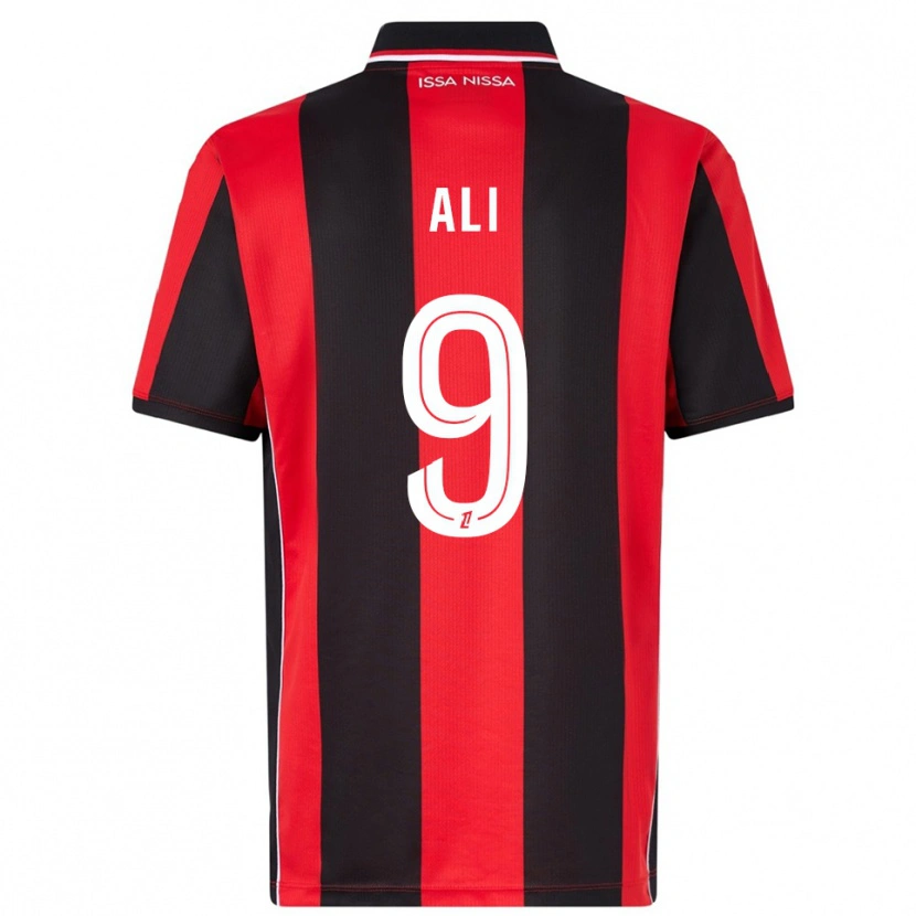 Danxen Niño Camiseta Kéfren Ali #9 Rojo Negro 1ª Equipación 2025/26 La Camisa