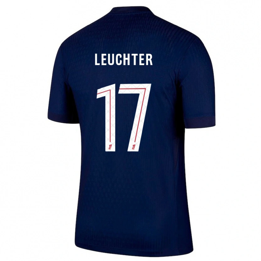 Danxen Niño Camiseta Romée Leuchter #17 Azul Marino Rojo 1ª Equipación 2025/26 La Camisa