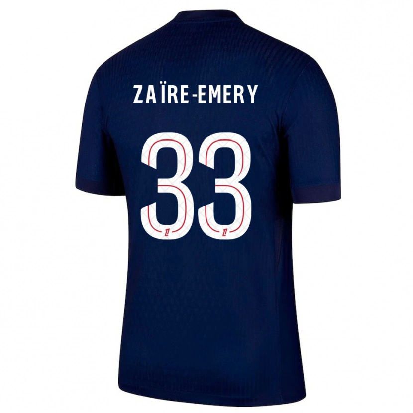 Danxen Niño Camiseta Warren Zaïre-Emery #33 Azul Marino Rojo 1ª Equipación 2025/26 La Camisa