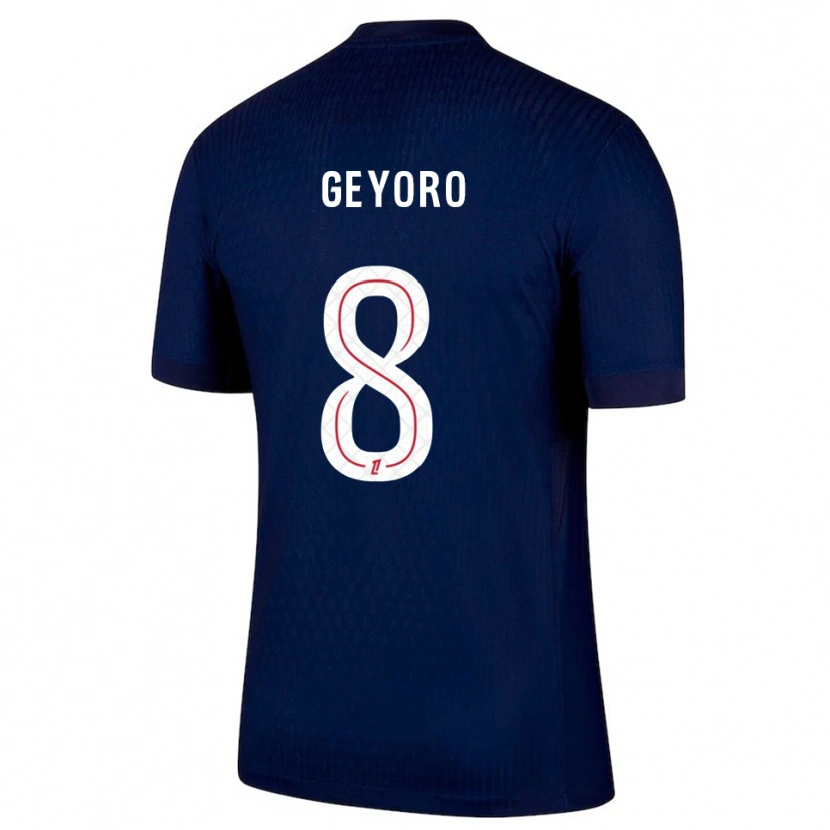 Danxen Niño Camiseta Grace Geyoro #8 Azul Marino Rojo 1ª Equipación 2025/26 La Camisa