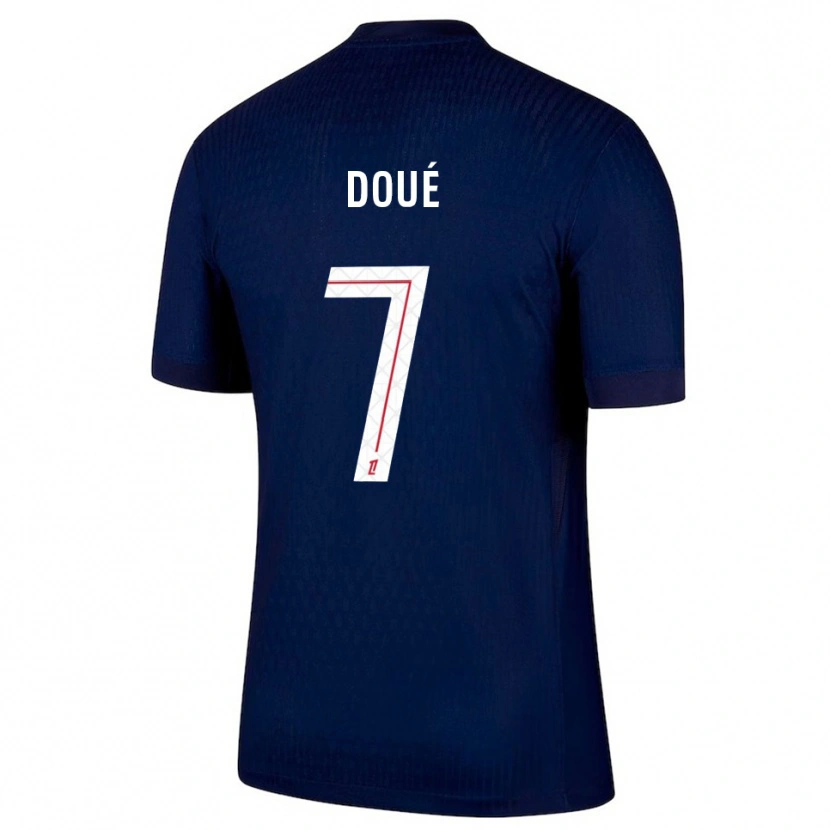 Danxen Niño Camiseta Eddy Doué #7 Azul Marino Rojo 1ª Equipación 2025/26 La Camisa