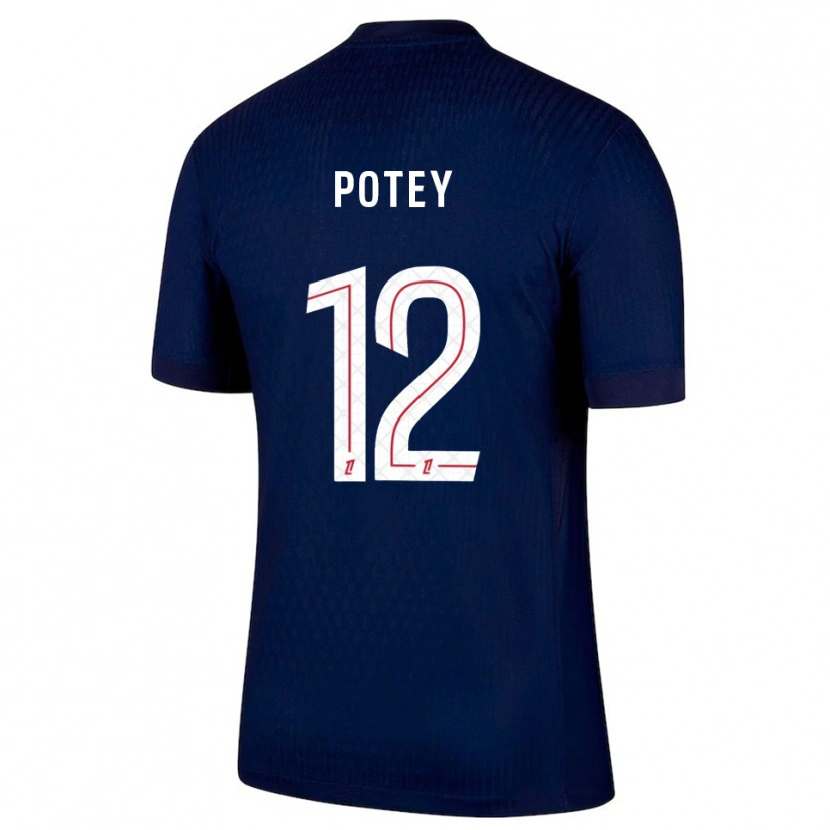 Danxen Niño Camiseta Keahson Potey #12 Azul Marino Rojo 1ª Equipación 2025/26 La Camisa