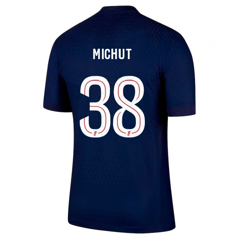 Danxen Niño Camiseta Edouard Michut #38 Azul Marino Rojo 1ª Equipación 2025/26 La Camisa