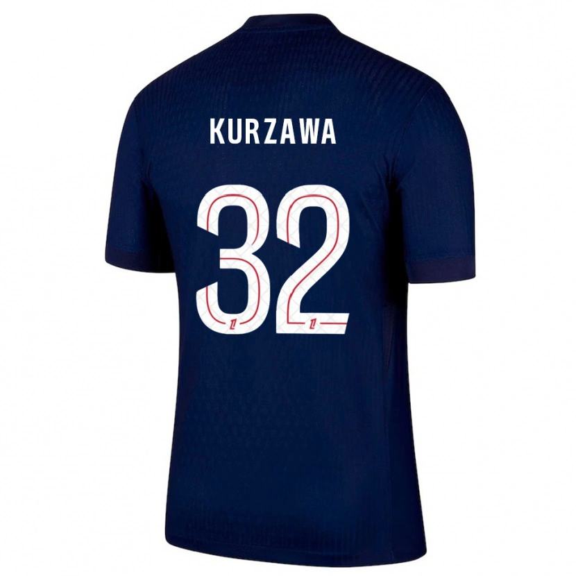 Danxen Niño Camiseta Layvin Kurzawa #32 Azul Marino Rojo 1ª Equipación 2025/26 La Camisa