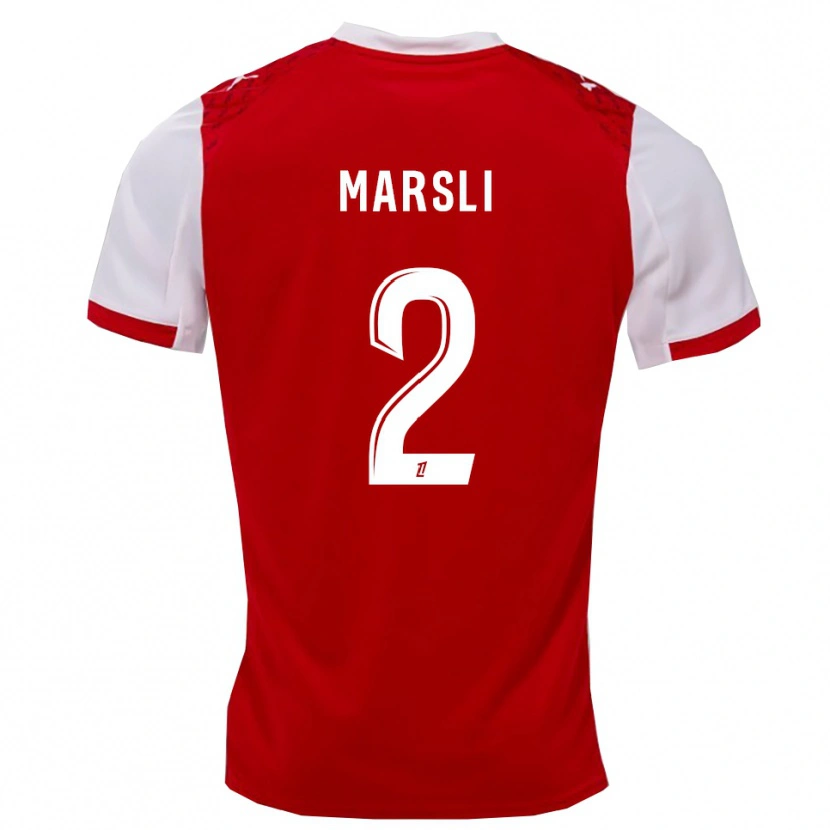Danxen Niño Camiseta Adam Marsli #2 Rojo Blanco 1ª Equipación 2025/26 La Camisa