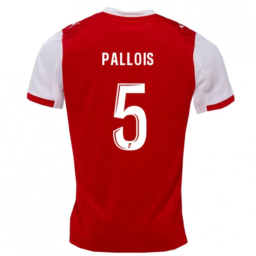 Danxen Niño Camiseta Nicolas Pallois #5 Rojo Blanco 1ª Equipación 2025/26 La Camisa