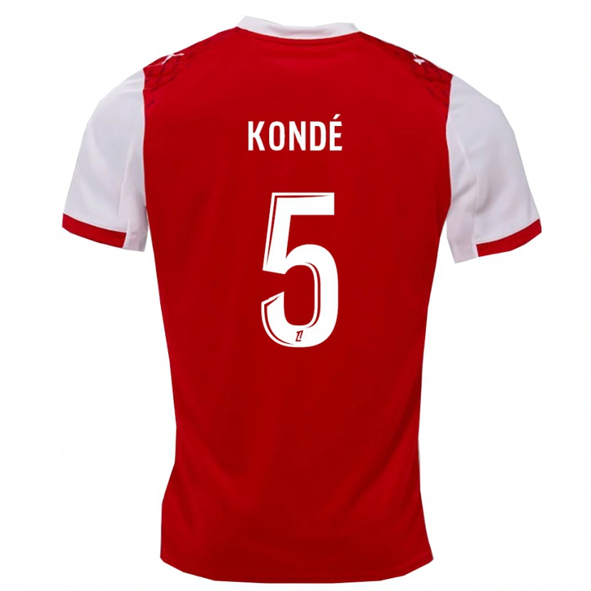 Danxen Niño Camiseta Jean-Charles Kondé #5 Rojo Blanco 1ª Equipación 2025/26 La Camisa