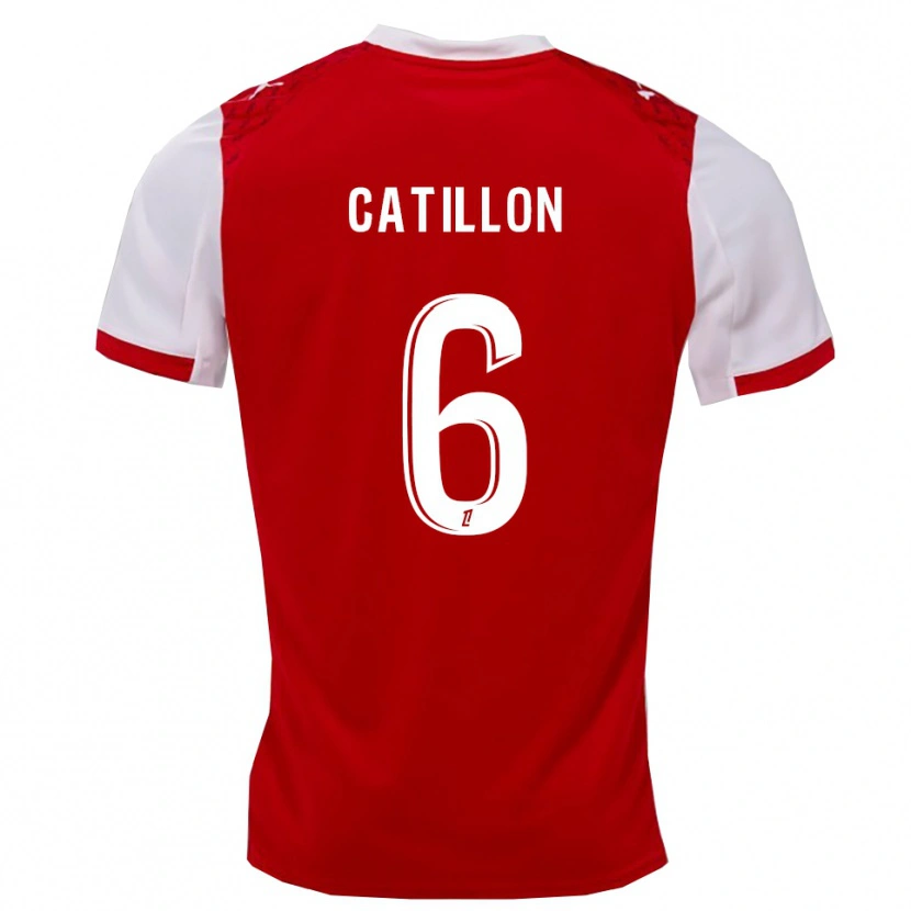 Danxen Niño Camiseta Eithan Catillon #6 Rojo Blanco 1ª Equipación 2025/26 La Camisa