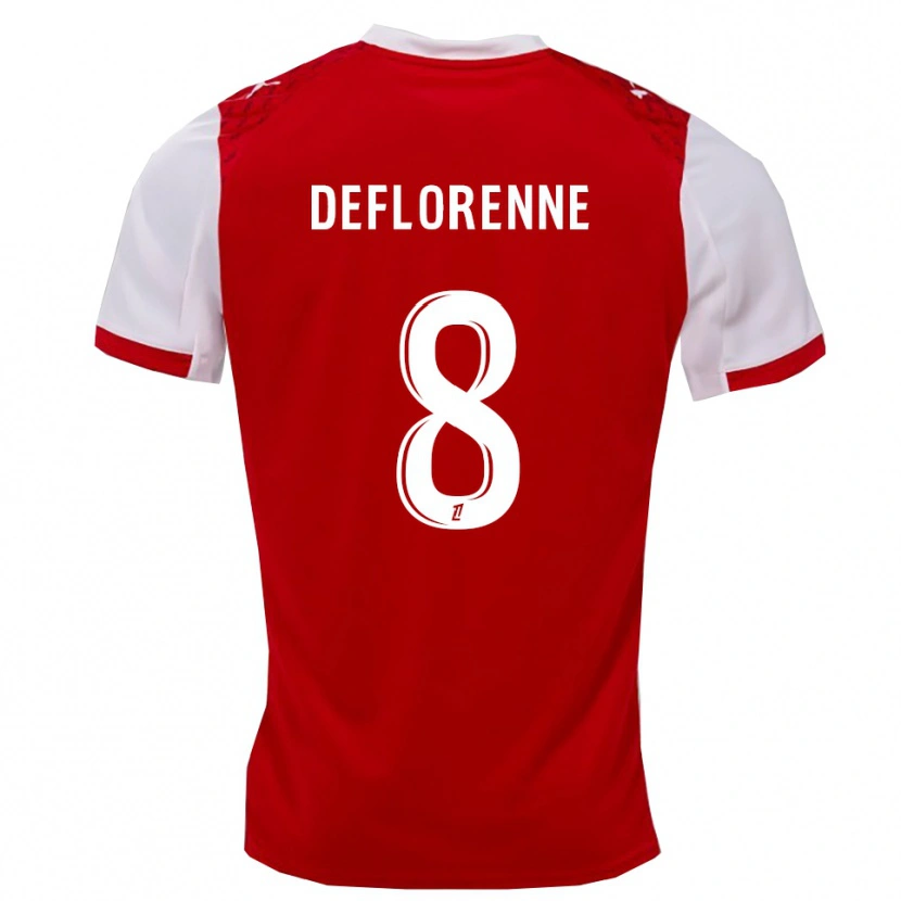 Danxen Niño Camiseta Théo Deflorenne #8 Rojo Blanco 1ª Equipación 2025/26 La Camisa