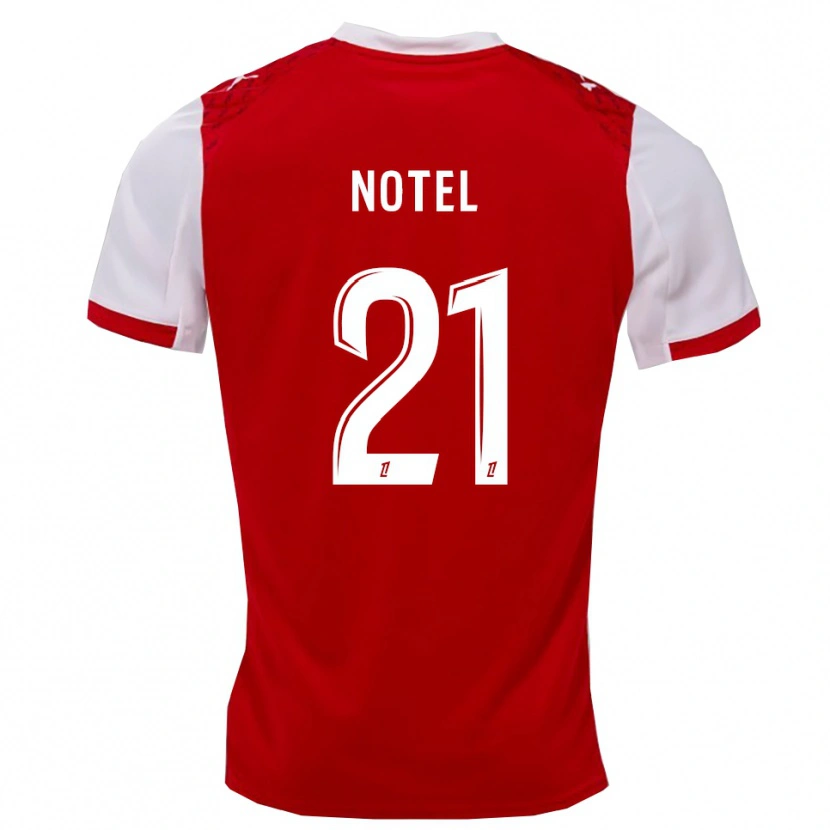 Danxen Niño Camiseta Léa Notel #21 Rojo Blanco 1ª Equipación 2025/26 La Camisa