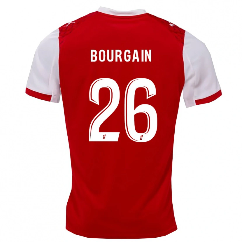 Danxen Niño Camiseta Léa Bourgain #26 Rojo Blanco 1ª Equipación 2025/26 La Camisa