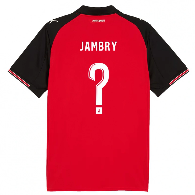 Danxen Niño Camiseta Melvin Jambry #0 Rojo Negro 1ª Equipación 2025/26 La Camisa