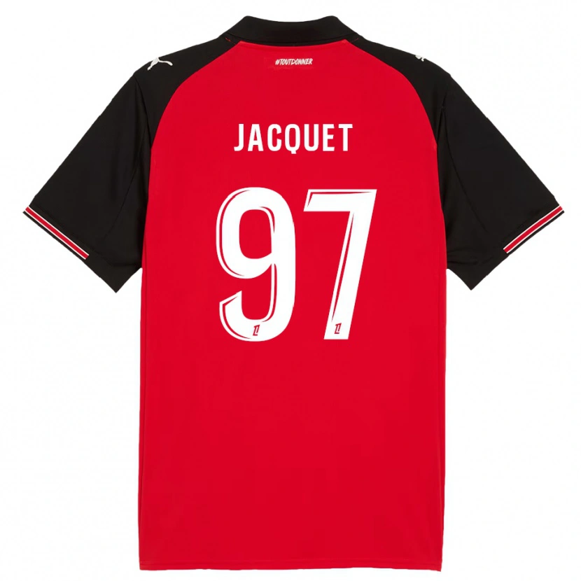 Danxen Niño Camiseta Jérémy Jacquet #97 Rojo Negro 1ª Equipación 2025/26 La Camisa