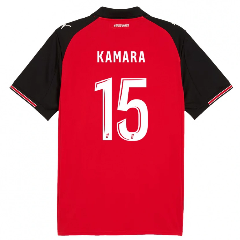Danxen Niño Camiseta Glen Kamara #15 Rojo Negro 1ª Equipación 2025/26 La Camisa