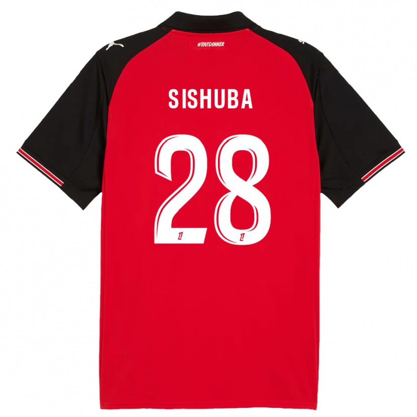 Danxen Niño Camiseta Ayanda Sishuba #28 Rojo Negro 1ª Equipación 2025/26 La Camisa