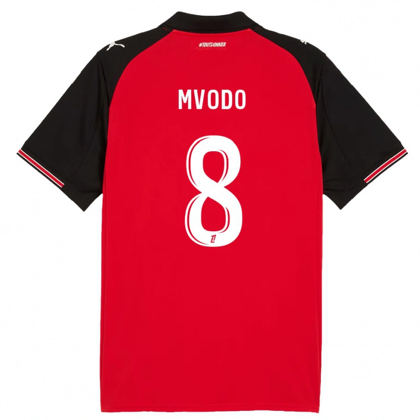 Danxen Niño Camiseta Steeve Mvodo Mvodo #8 Rojo Negro 1ª Equipación 2025/26 La Camisa