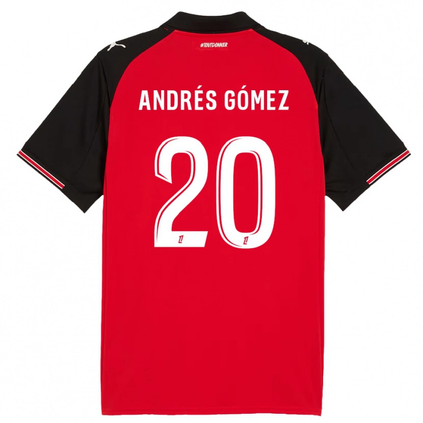 Danxen Niño Camiseta Carlos Andrés Gómez #20 Rojo Negro 1ª Equipación 2025/26 La Camisa