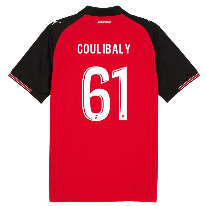 Danxen Niño Camiseta Joël-Emmanuel Coulibaly #61 Rojo Negro 1ª Equipación 2025/26 La Camisa