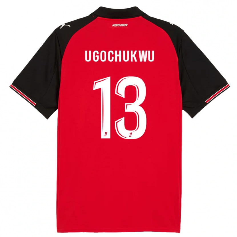 Danxen Niño Camiseta Chibuike Ugochukwu #13 Rojo Negro 1ª Equipación 2025/26 La Camisa