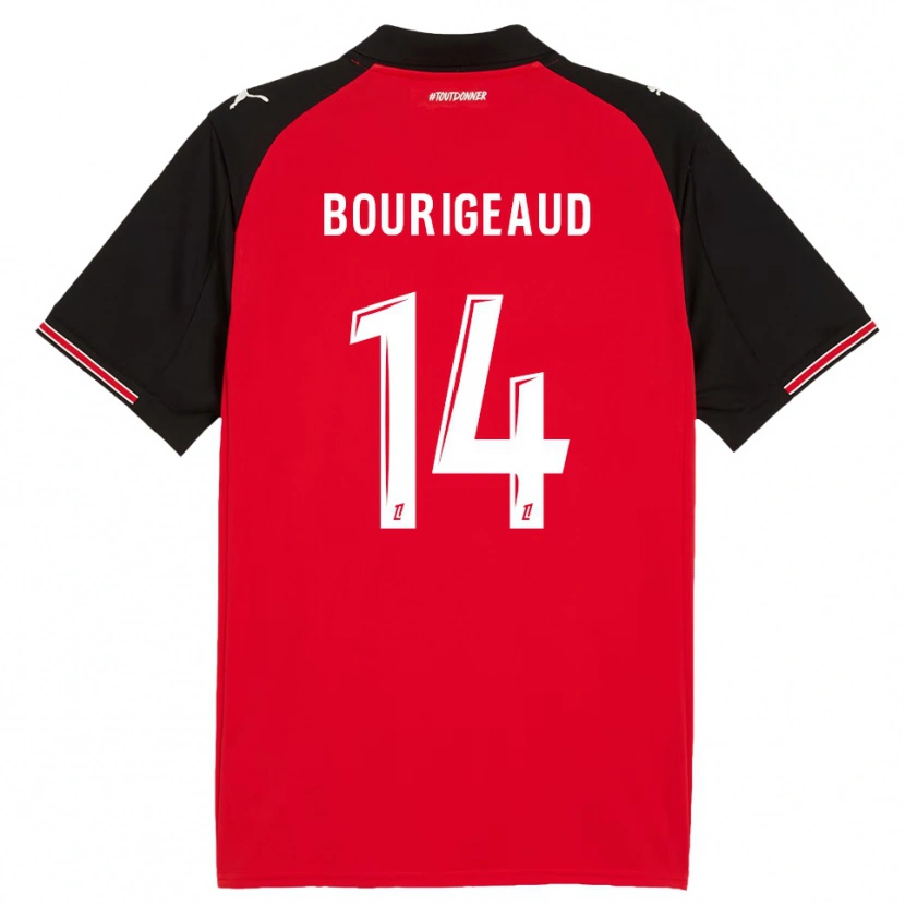 Danxen Niño Camiseta Benjamin Bourigeaud #14 Rojo Negro 1ª Equipación 2025/26 La Camisa