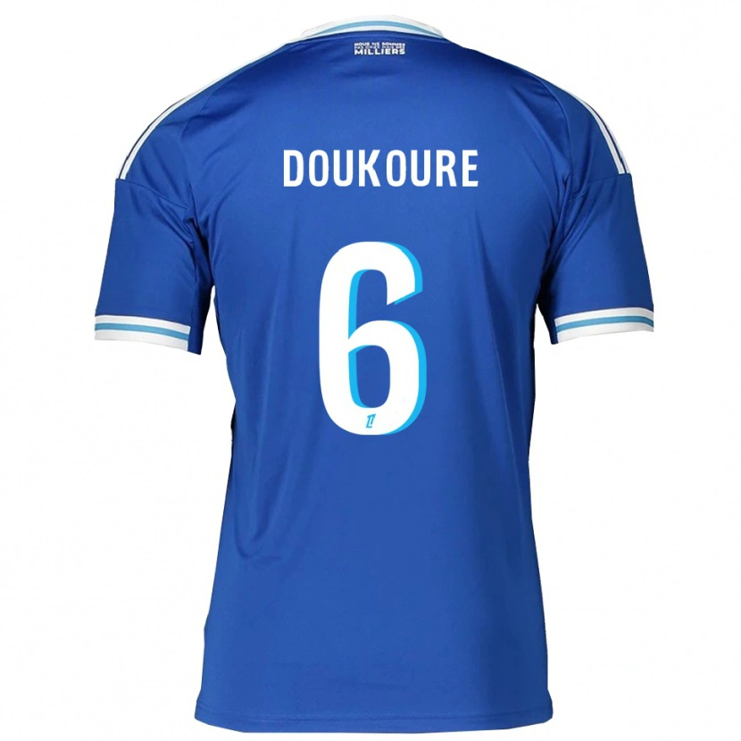 Danxen Niño Camiseta Ismaël Doukouré #6 Azul Blanco 1ª Equipación 2025/26 La Camisa