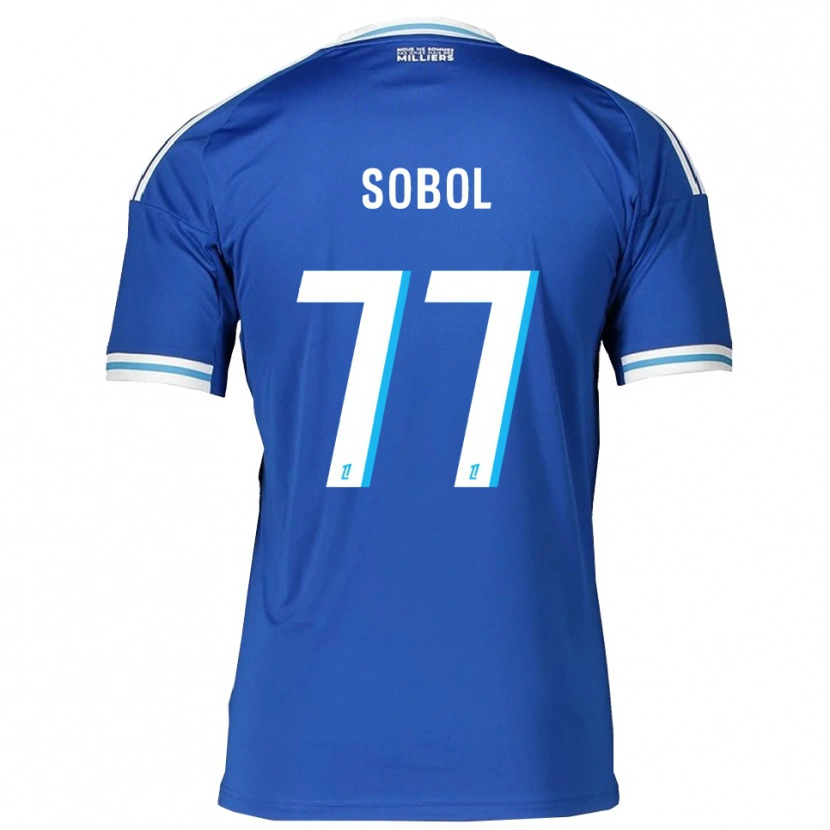 Danxen Niño Camiseta Eduard Sobol #77 Azul Blanco 1ª Equipación 2025/26 La Camisa