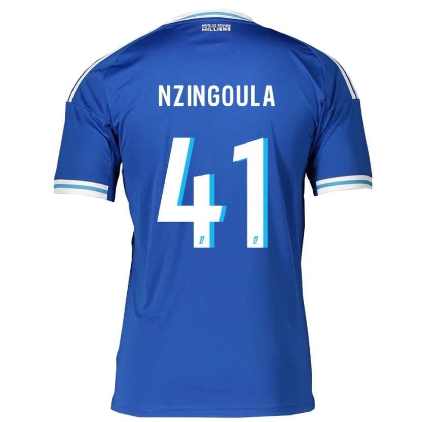 Danxen Niño Camiseta Rabby Nzingoula #41 Azul Blanco 1ª Equipación 2025/26 La Camisa