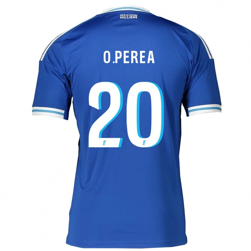 Danxen Niño Camiseta Óscar Perea #20 Azul Blanco 1ª Equipación 2025/26 La Camisa