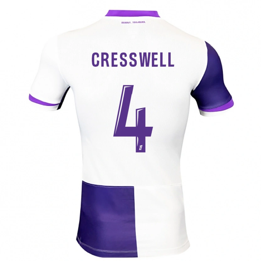 Danxen Niño Camiseta Charlie Cresswell #4 Morado Blanco 1ª Equipación 2025/26 La Camisa
