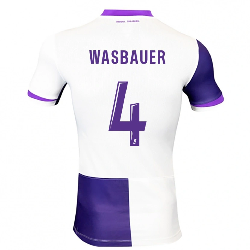 Danxen Niño Camiseta Nicolas Wasbauer #4 Morado Blanco 1ª Equipación 2025/26 La Camisa