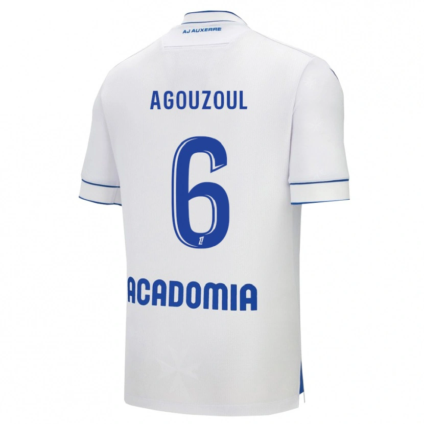Danxen Niño Camiseta Saad Agouzoul #6 Blanco Azul 1ª Equipación 2025/26 La Camisa