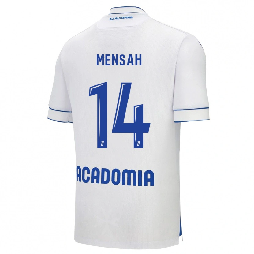 Danxen Niño Camiseta Gideon Mensah #14 Blanco Azul 1ª Equipación 2025/26 La Camisa