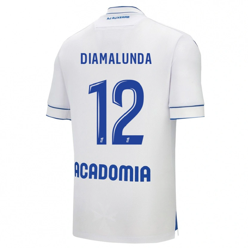Danxen Niño Camiseta Evan Diamalunda #12 Blanco Azul 1ª Equipación 2025/26 La Camisa
