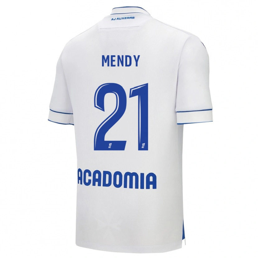 Danxen Niño Camiseta Tony Mendy #21 Blanco Azul 1ª Equipación 2025/26 La Camisa