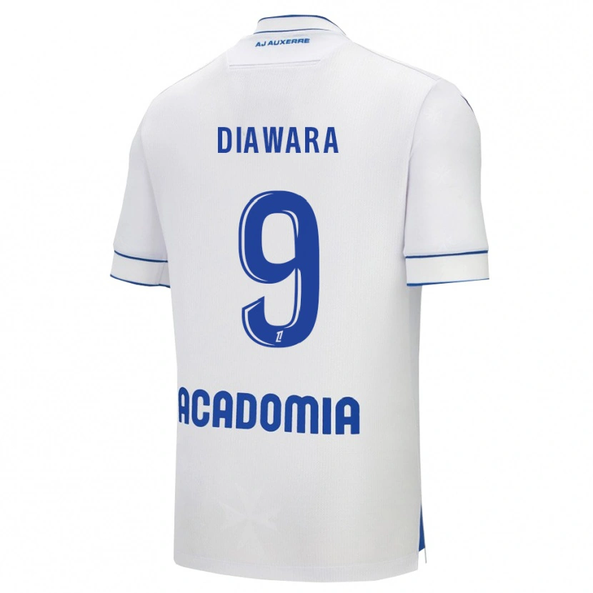 Danxen Niño Camiseta Tidiane Diawara #9 Blanco Azul 1ª Equipación 2025/26 La Camisa
