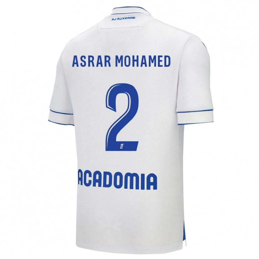 Danxen Niño Camiseta El Asrar Mohamed #2 Blanco Azul 1ª Equipación 2025/26 La Camisa