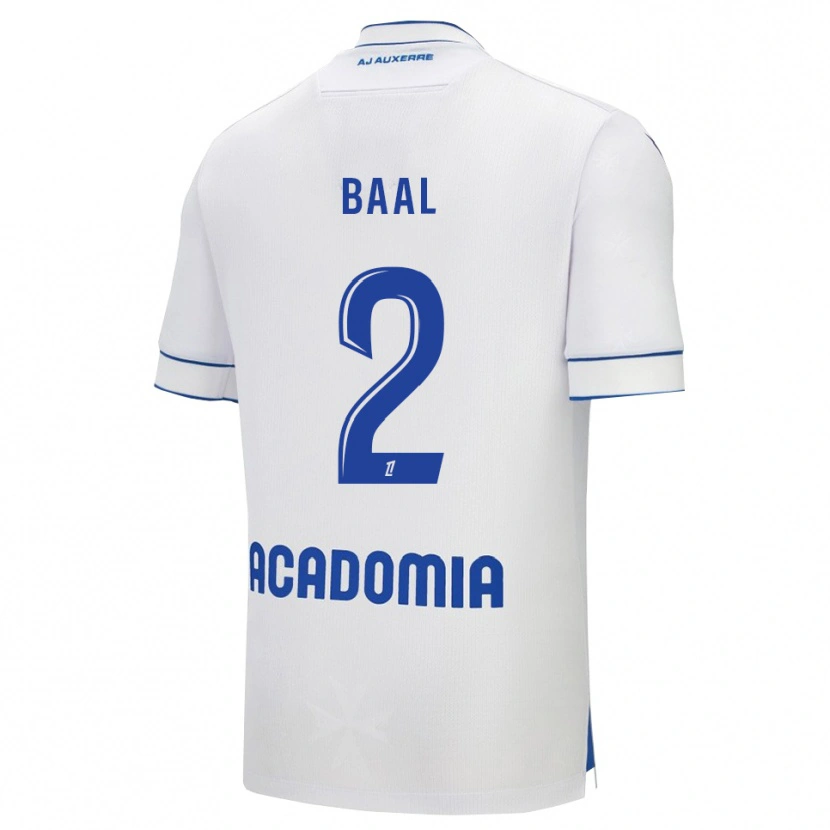 Danxen Niño Camiseta Ousmane Baal #2 Blanco Azul 1ª Equipación 2025/26 La Camisa