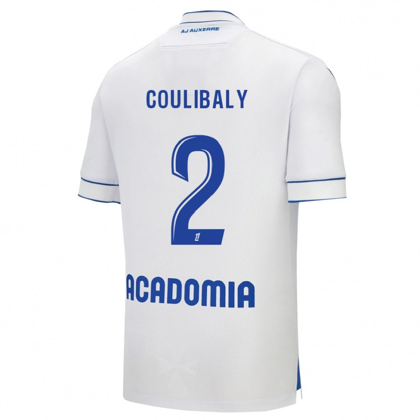 Danxen Niño Camiseta Mohamed Coulibaly #2 Blanco Azul 1ª Equipación 2025/26 La Camisa