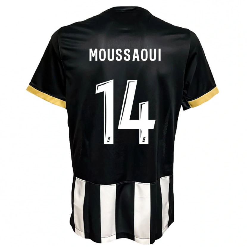 Danxen Niño Camiseta Amine Moussaoui #14 Negro Blanco 1ª Equipación 2025/26 La Camisa