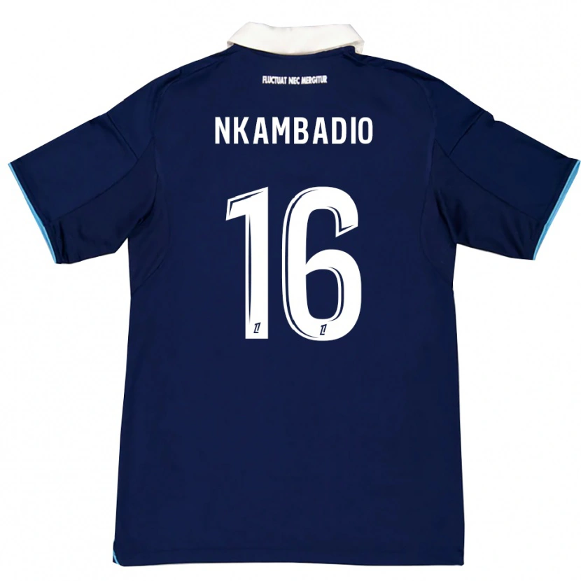 Danxen Niño Camiseta Obed Nkambadio #16 Azul Oscuro Blanco 1ª Equipación 2025/26 La Camisa