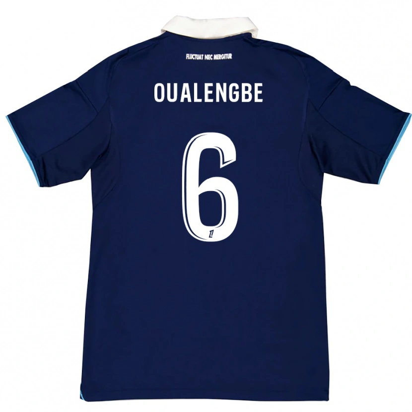 Danxen Niño Camiseta Gabriel Oualengbe #6 Azul Oscuro Blanco 1ª Equipación 2025/26 La Camisa