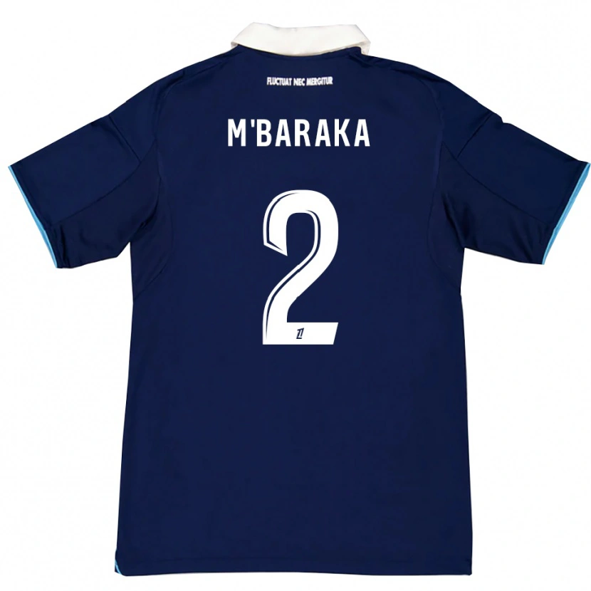 Danxen Niño Camiseta Abdallah M'baraka #2 Azul Oscuro Blanco 1ª Equipación 2025/26 La Camisa