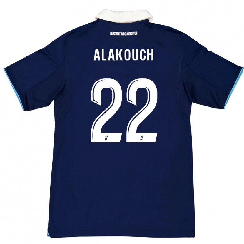 Danxen Niño Camiseta Sofiane Alakouch #22 Azul Oscuro Blanco 1ª Equipación 2025/26 La Camisa
