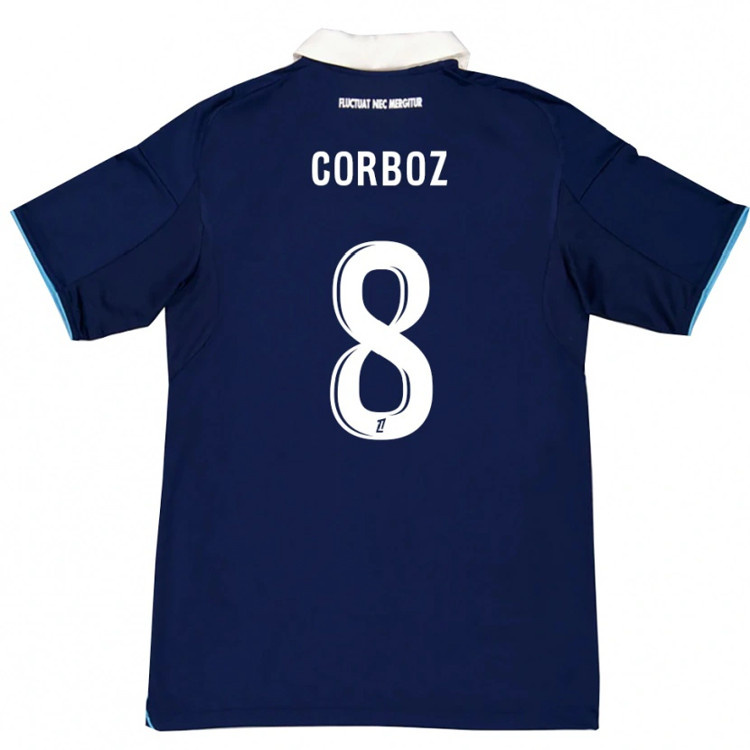 Danxen Niño Camiseta Daphné Corboz #8 Azul Oscuro Blanco 1ª Equipación 2025/26 La Camisa