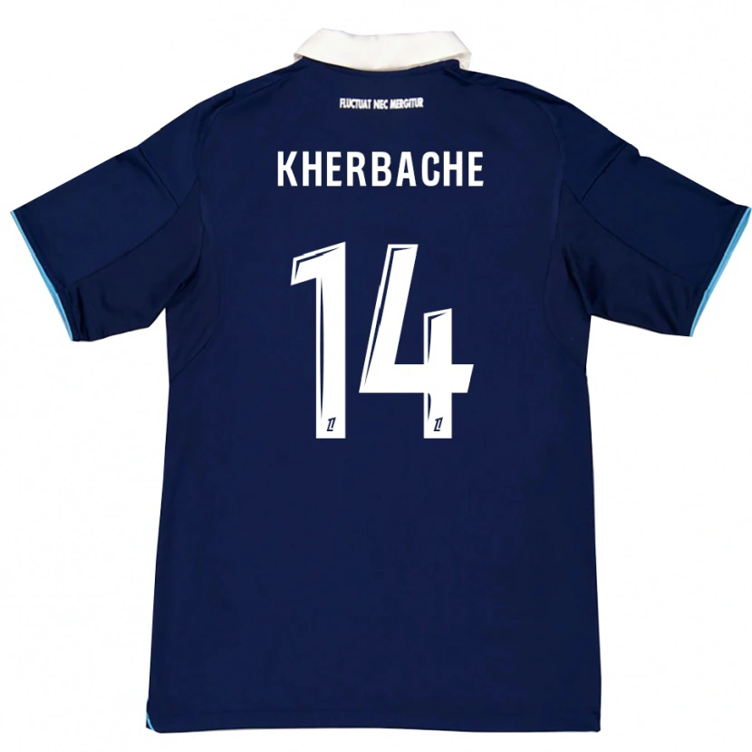 Danxen Niño Camiseta Yoann Kherbache #14 Azul Oscuro Blanco 1ª Equipación 2025/26 La Camisa