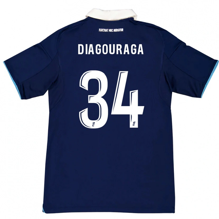Danxen Niño Camiseta Djibril Diagouraga #34 Azul Oscuro Blanco 1ª Equipación 2025/26 La Camisa