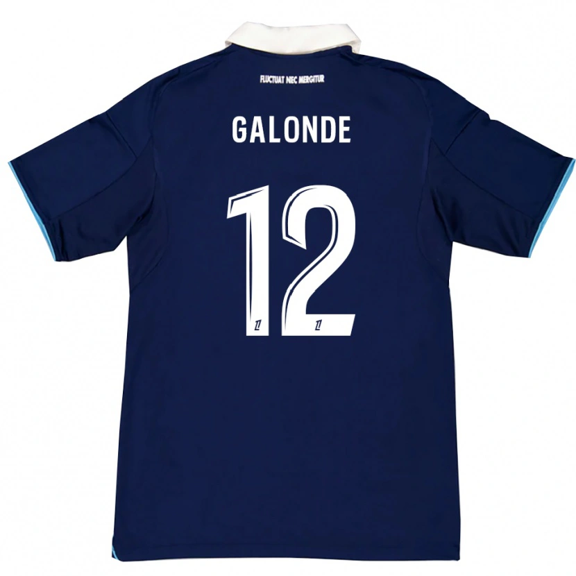 Danxen Niño Camiseta Mathis Galonde #12 Azul Oscuro Blanco 1ª Equipación 2025/26 La Camisa
