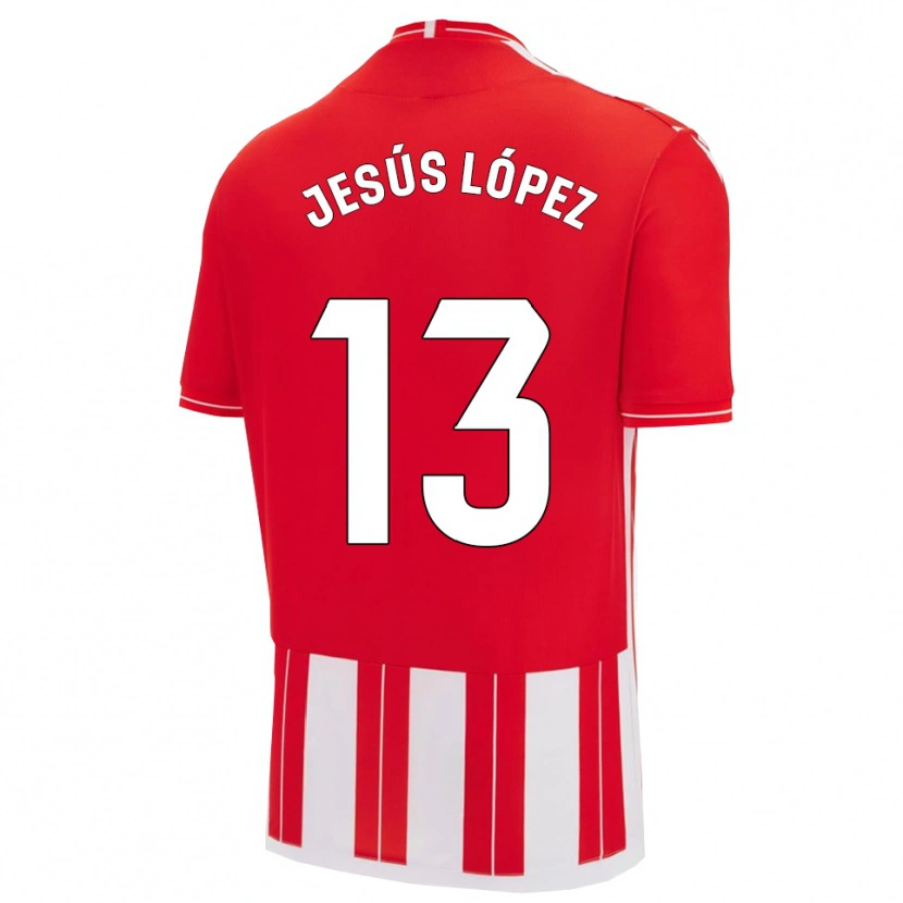 Danxen Niño Camiseta Jesús López #13 Rojo Blanco 1ª Equipación 2025/26 La Camisa